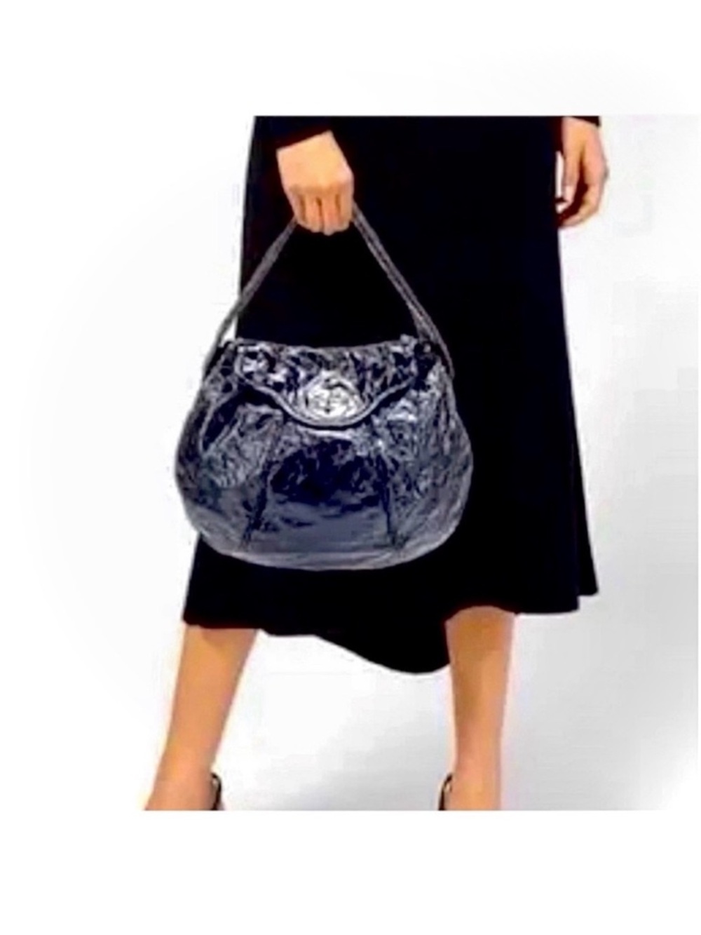 Marc by Marc Jacobs Navy Quilted Patent Shoulder Hobo